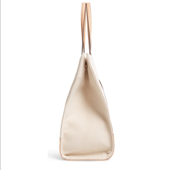 Tory Burch Ella Leather Canvas Tote Natural - Picture 4 of 16